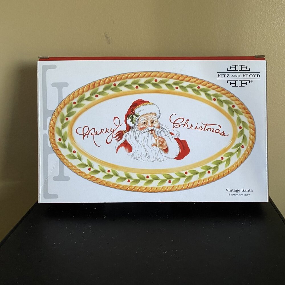Fitz and Floyd Vintage Santa Sentiment Tray